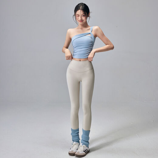 Fitness Girl Sports Bra All-in-One Shockproof One-Shoulder Yoga Vest Outerwear Beautiful Back Pilates Training Bra Wind Chime Blue S S