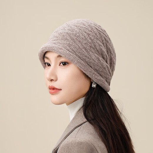 Shanghai Story 2025 Autumn and Winter New Style Knitted Hat Pure Wool Warm Ear Protection Large Head Circumference Wool Hat Women Gift Box Huaka One Size