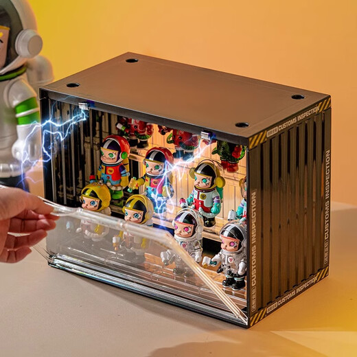 OMANTI blind box storage display stand household dust-proof container figure display cabinet animation doll ornaments large storage box magnetic stripe figure box black four layers