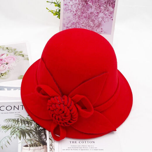 Xi Shengduo Hat Women's Autumn and Winter Korean Version Retro Dome Hat Elegant and Fashionable Flower Woolen Basin Hat Fisherman Hat Winter Hat Trendy Gray One Size