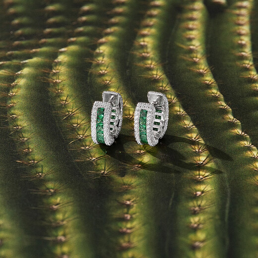 APM Monaco Green Pave Hoop Earrings Girls Silver Earrings Women's Birthday Gifts 2025 New Green Pave Hoop Earrings
