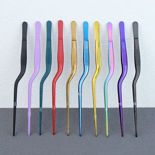 Vinoa western food chef special plating tweezers stainless steel kitchen food clamp molecular cuisine plating clamp mithran silver 16.1