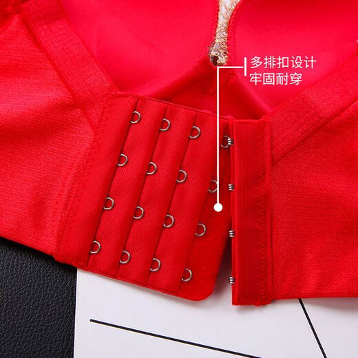 Yalu red underwear set for women born in the year of the tiger, wedding bride, small breast push-up bra, no steel rims, thick and thin bra, burgundy suit 75B 34B