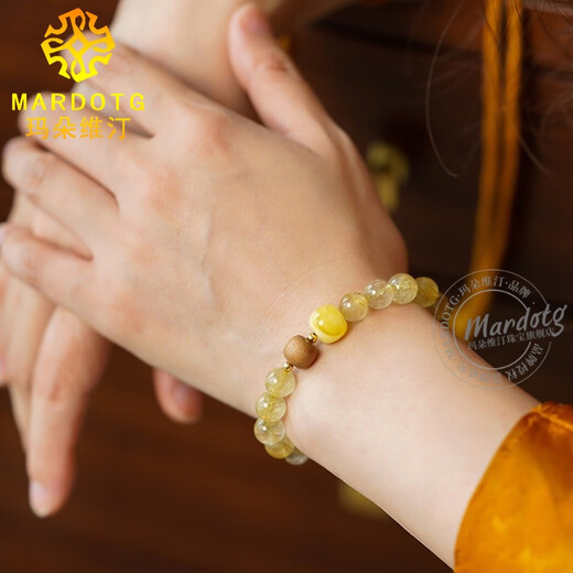 MARDOTG blonde crystal bracelet beeswax old mountain sandalwood crystal bracelet gift for women 8 beads diameter