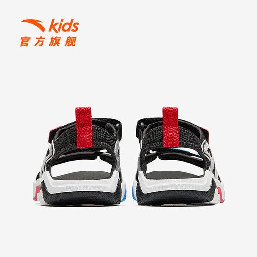 Anta children's sandals, men's and women's shoes, 25-year summer Rubik's Cube sandals, outdoor comfortable open-toe Velcro beach shoes, men's black/silver/classic red-3 36, foot length about 23cm