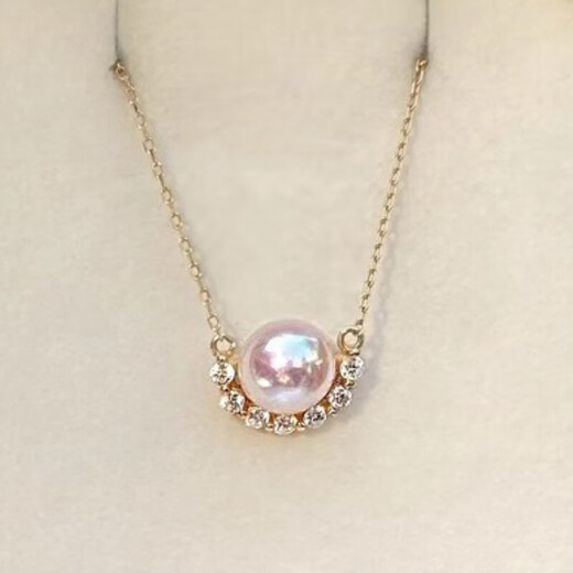 I LOVE HOLIDAYoeinOEIN natural freshwater pearl necklace women's S925 silver small sun half circle diamond single pendant clavicle chain default