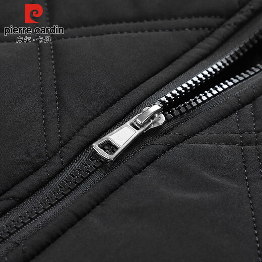Pierre Cardin cotton-padded jacket for men in autumn and winter, thickened velvet and warm cotton jacket, loose casual cold-proof clothing, cotton-padded jacket for men, black 2XL
