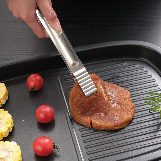 Qinkai long-handled stainless steel Korean barbecue tongs barbecue food steak cooking buffet small tongs kitchen household small barbecue tongs