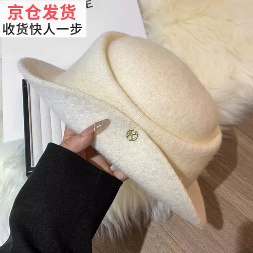 Di Shuqi French Hepburn style curly top hat for women with foreign daughters, versatile face-showing beret, retro elegant fisherman hat, black/noble and elegant, one size fits all