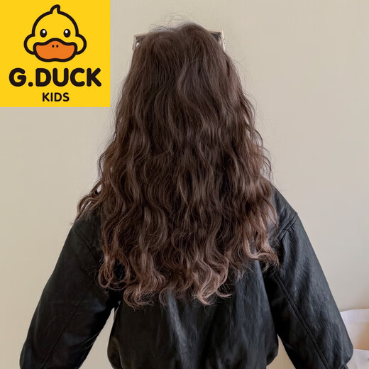 G.duck baby clothes for girls plus velvet leather jacket autumn and winter 2025 new style super good-looking children's early winter clothes for baby girls coffee color 90