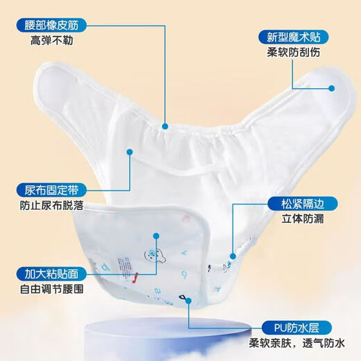 Baby diaper pants waterproof and anti-leakage washable pure cotton breathable newborn baby fixed diaper changing pad or pants 1 pair of Blue Rabbit diaper pants 1 pack Small size Recommended baby weight 5-11 Jin Jin equals 0.5 kg Medium size Recommended baby weight 10-18 Jin Jin equals 0.5 kg
