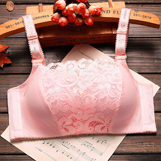 Modal red underwear set for the year of birth, anti-exposure and side breasts new underwear, women's anti-sagging push-up bra without rims, pink, single piece, 6XL 34/75 size, thick 3cm