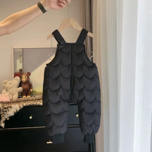 Aigechen baby down overalls new national standard 90 white duck down overalls winter male and female baby jumpsuits baby pull black one size 73