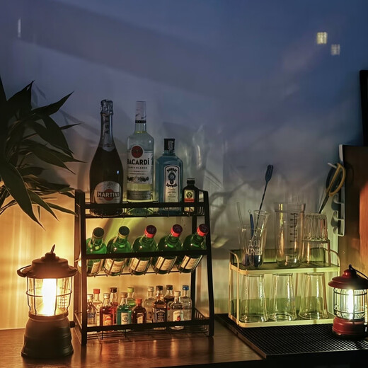 Middle shopkeeper table wine rack storage rack tabletop wine display cabinet household small multi-layer wine cabinet wine organizer display shelf Wooden board wine rack - black Sleek design to damage wine bottles