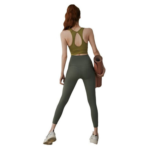 Women's yoga pants autumn and winter high waist hip lifting sports outer wear Pilates elastic training clothes suit fitness cropped pants black cropped S