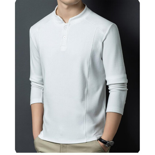 POLO SPORT autumn and winter double-sided German velvet bottoming shirt men's Henry collar trendy versatile long-sleeved T-shirt stand-up collar sweatshirt for men black M recommended 90-115Jin Jin is equal to 0.5 kg