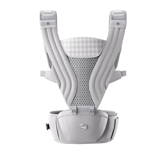 虎贝尔（HBR）Air经典减压腰凳五维婴儿背带轻便四季多功能抱娃神器 银雾白