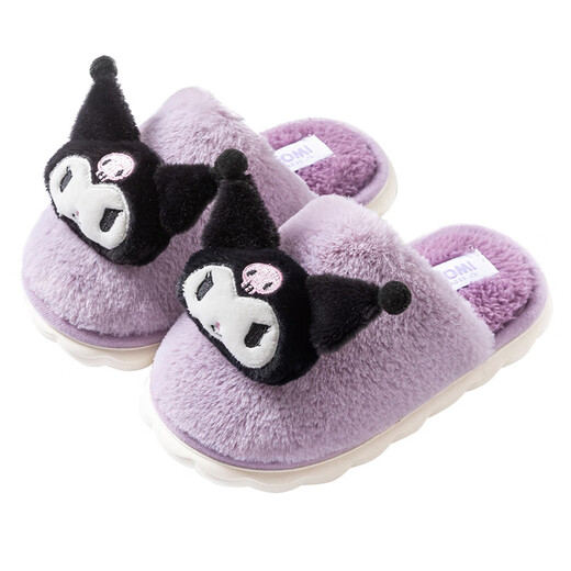 Complete children's cotton slippers girls autumn and winter 2025 new princess Kuromi girls Sanrio parent-child fur slippers green panda 30 200mm