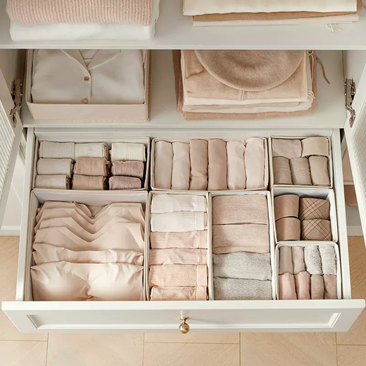 Yusen Yili Preface Underwear Storage Box Drawer Division Underwear Socks Bra Separation Storage Artifact Fabric Organizing Box Storage Apricot XS14x14x10cm (810 pairs of underwear and socks)