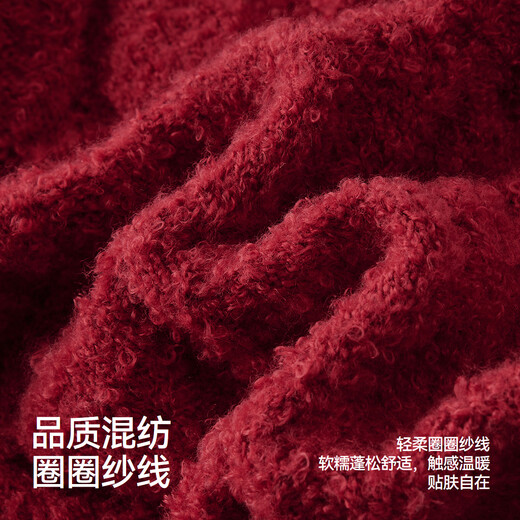 Semir Red Sweater Women's Short Loose Thick Cable Sweater 26 Years Qiji Red Knitted Bottoming Sweater 109126107002