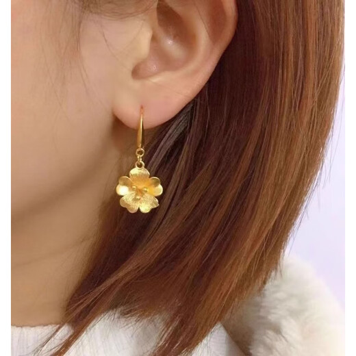 Puman Zhuji 18K gold gold earrings women's transfer beads 24K gold temperament earrings earrings fashion earrings earrings hydrangea earrings
