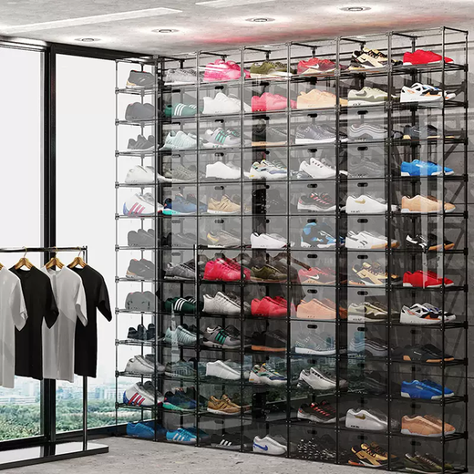 Yusenyi Transparent Acrylic Wall Shoe Box Magnetic Side-Opening Shoe Cabinet Can Be Assembled Foyer Space Shoe Rack Classic Black 16-pack Classic Black 16-pack 32.5x27x19cm 32 pcs 32.5x27x19cm