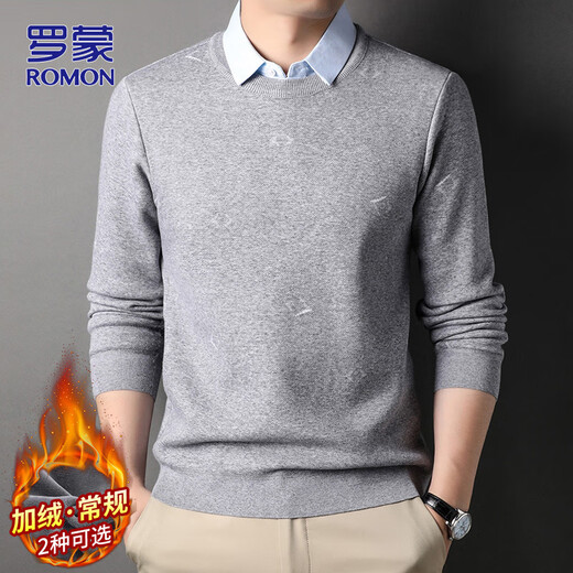 罗蒙（ROMON）假两件毛衣男士休闲针织衫秋冬季中青年商务保暖爸爸装毛线衣服