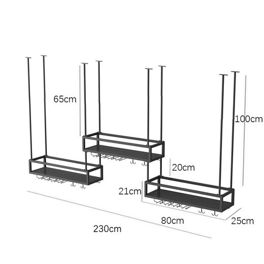 Jieyunmao household hanging red wine cup rack upside down simple red wine rack modern bar counter wine rack light luxury wine hanging cup holder 80 three combinations matte black paint 100 pole suitable for 3 meters height