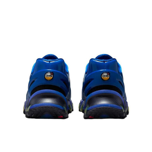 NIKE men's running shoes, cushioning, breathable, lightweight and supportive, blue mesh material, leather stitching, metallic luster RYL/CHRCL 44