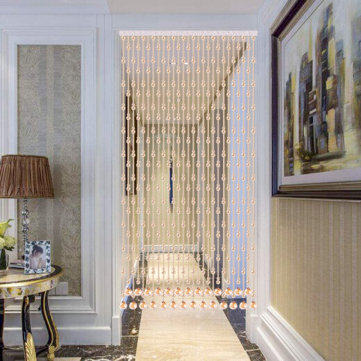 Qiling (QL) bead curtain crystal punch-free gourd curtain finished bathroom toilet bedroom door curtain entrance corridor living room balcony partition shoe cabinet hanging curtain door curtain 20 arches - suitable for width 0.6-0.8 meters