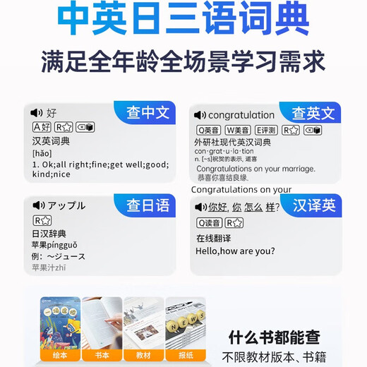 Kuaiyidian electronic dictionary C1Slim64G ink screen dictionary English and Japanese learning artifact memorize words and look up words artifact multi-version textbook synchronization word machine full key word search