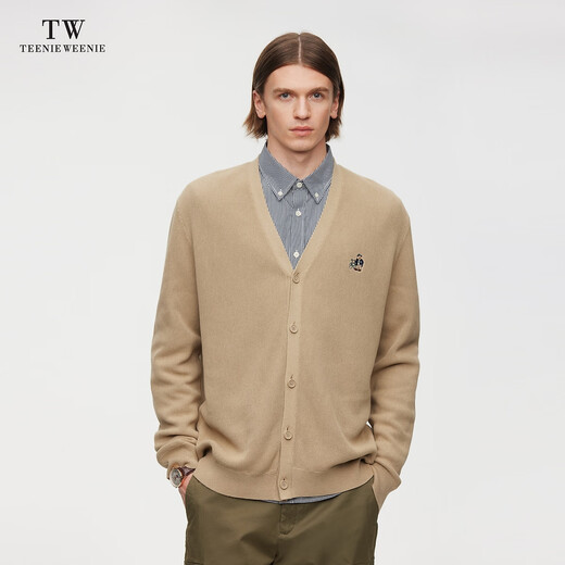 Teenie Weenie Bear Men's Wool Knitted Cardigan Men's Spring Sweater Top Casual Commuting Jacket Khaki M 170