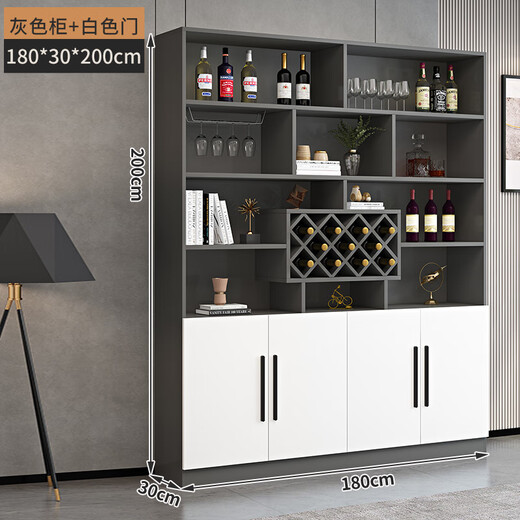 Yusenyi wine cabinet against the wall living room home red wine storage cabinet modern simple wine cabinet sideboard integrated entrance cabinet customization 180*200*30 modern door 4 doors gray white double door