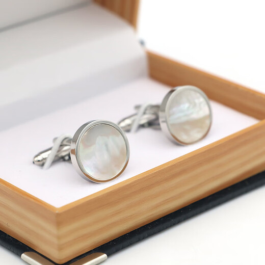 Guiqi French shirt cufflinks simple round light white shell cufflinks with suit unisex cuffs silver cuff nails silver
