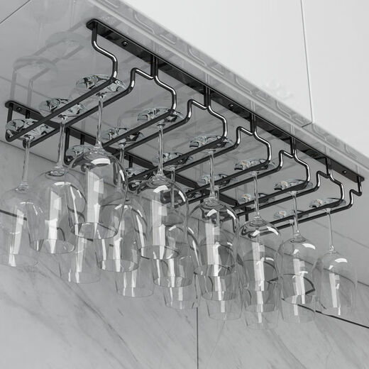 Jieyunmao simple red wine glass holder upside down household goblet holder hanging creative wine cabinet wine glass display rack hanging cup rack 7 slots long 77.5cm deep 28cm black