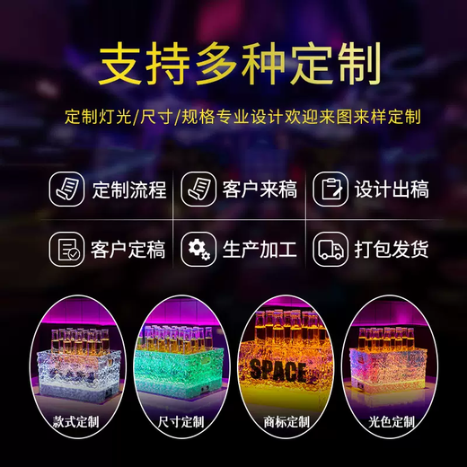 Yusenyi Luminous Ice Pattern Ice Bucket Bar KTV Beverage Ice Bucket PC Anti-fall Bucket LED Champagne Internet Celebrity Party Beer Frame Iron Art-Acrylic Square Luminous Ice Bucket Colorful Light