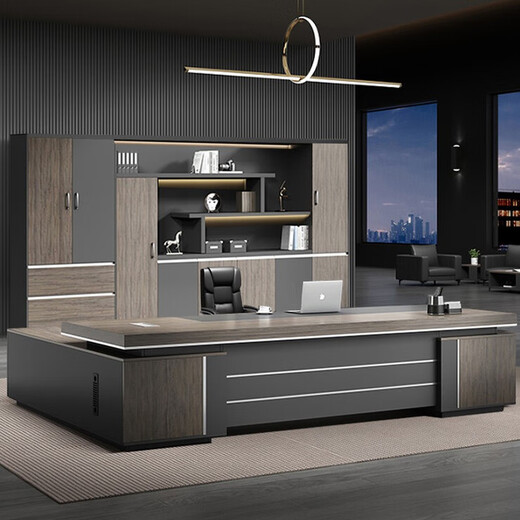 Black gold wood boss desk simple modern president desk combination new Chinese style manager light luxury executive desk furniture 1.6 meters boss desk single side cabinet