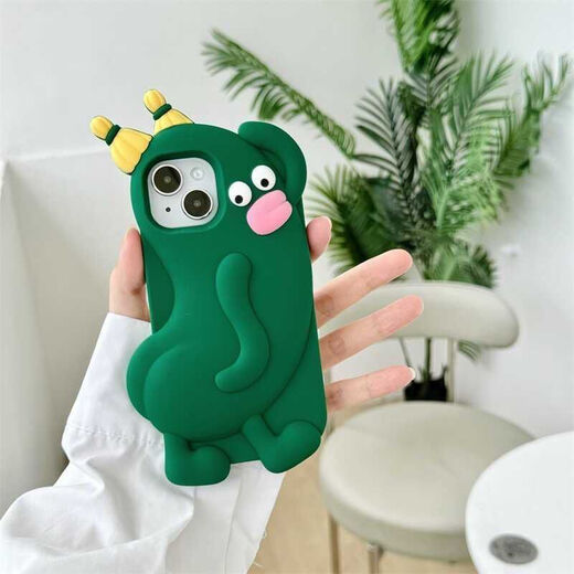 Yusenyi Cucumber Mobile Phone Funny Arms Cucumber Elf Apple 16promax mobile phone case 16/15/14/13/12pro anti-fall 16pro Cucumber Elf Green Apple 16pro