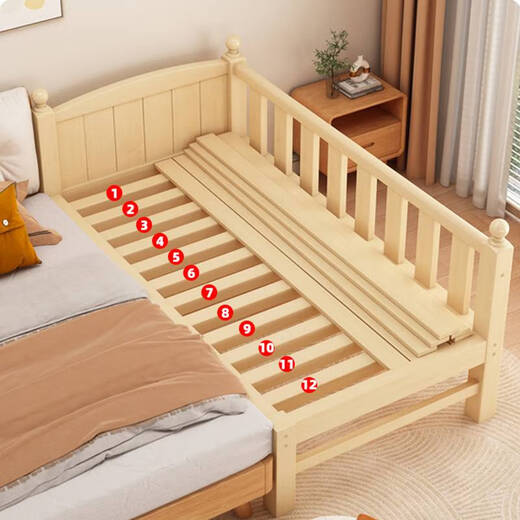 Yusenyi Children's Bed Spliced Bed Adjustable Height Spliced Large Bed Customized Widened Bed Solid Wood Crib with Guardrails Small Bed Three Sided Guardrails and Tail Ladder (Bare Bed) Bracket Structure_180x50cm