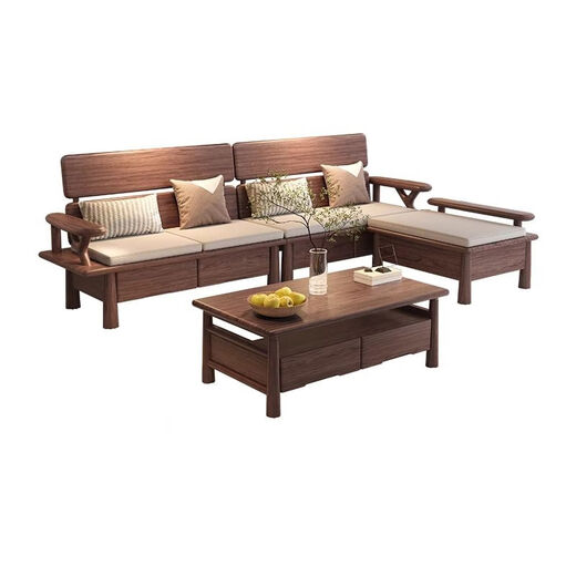 Yusenyi black sofa living room winter and summer storage size household TV cabinet black walnut