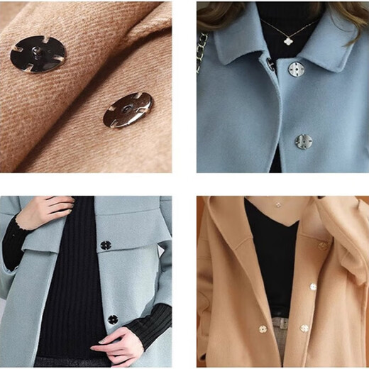 Beautifully made metal concealed button round button button coat coat women's windbreaker snap button universal invisible woolen press button mother button black 21mm 5 pack