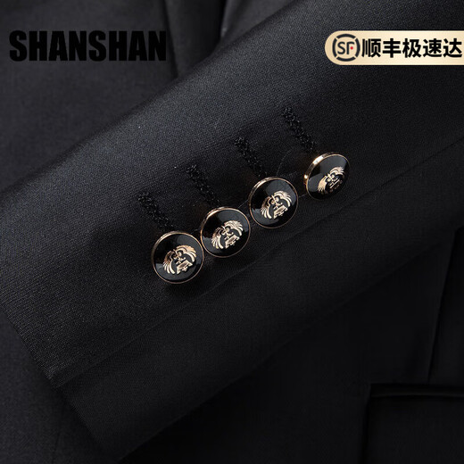 Shanshan (SHANSHAN) light luxury brand 2025 new men's suit suit slim business formal casual suit suit for men black XL 175