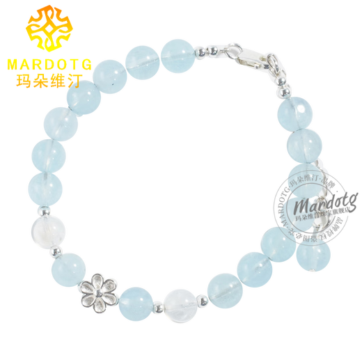 MARDOTG Brazilian Aquamarine Bracelet Women's Moonstone Crystal Bracelet Birthday Gift 8 (Tail Chain Style)