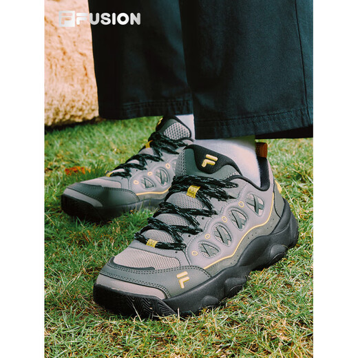 FILA autumn and winter bear claw shoes丨Trendy brand men's shoes 2025 new dad shoes couples velvet sneakers velvet style men-dome gray/black-CA 44