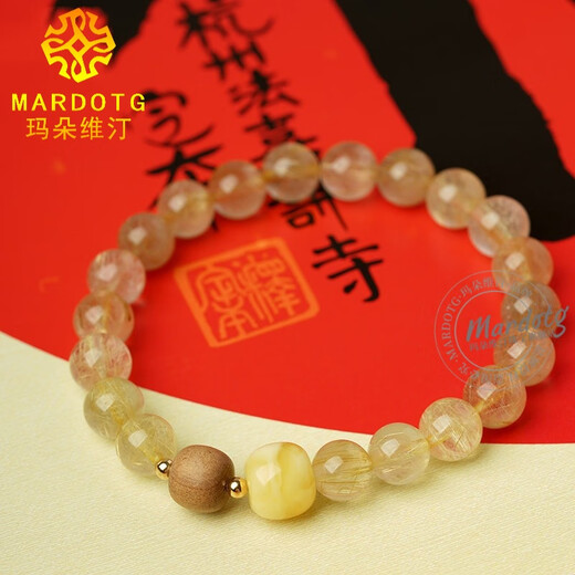 MARDOTG blonde crystal bracelet beeswax old mountain sandalwood crystal bracelet gift for women 8 beads diameter