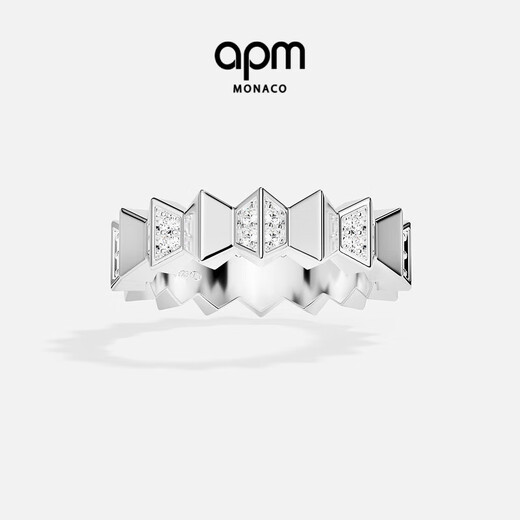 APM Monaco White Up and Down Ring Women's Ring Men's Ring Couple's Ring for Girlfriend White Size 50