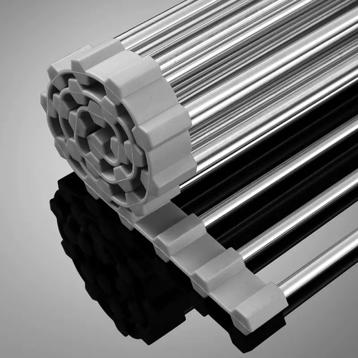 Yusenyi Kitchen Sink Stainless Steel Drain Rack Foldable Fruit and Vegetable Dishes Drainage Rack Roller Curtain Storage Drain Rack (Black 20 Tubes) 50x38cm