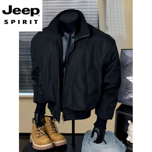 JEEP SPIRIT navy blue ma1 flight jacket men's autumn thin short coat-like silhouette American stand-up collar baseball uniform navy blue upgrade L 110 to 130 Jin Jin equals 0.5 kg can be worn