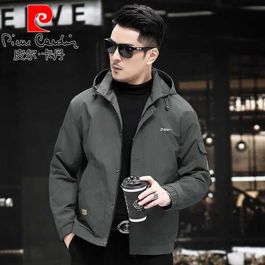 Pierre Cardin high-end casual fleece jacket for men 2025 spring and autumn new windproof soft shell jacket plus fleece middle-aged dad men's jacket black high-end fabric fleece lining 175/L 120-137Jin Jin equals 0.5 kg