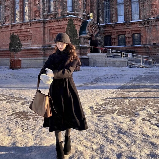 Yupinjia black Hepburn style curly top hat daughter's hat women's 2026 autumn and winter high-end warm and versatile fisherman hat black woolen hat circumference 55-59cm